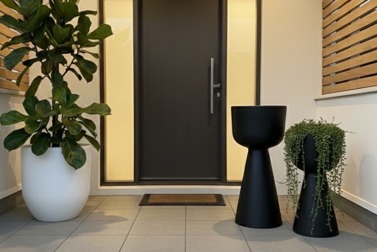 Donice czarne ogrodowe Zendo 80 i 65 cm wysokości